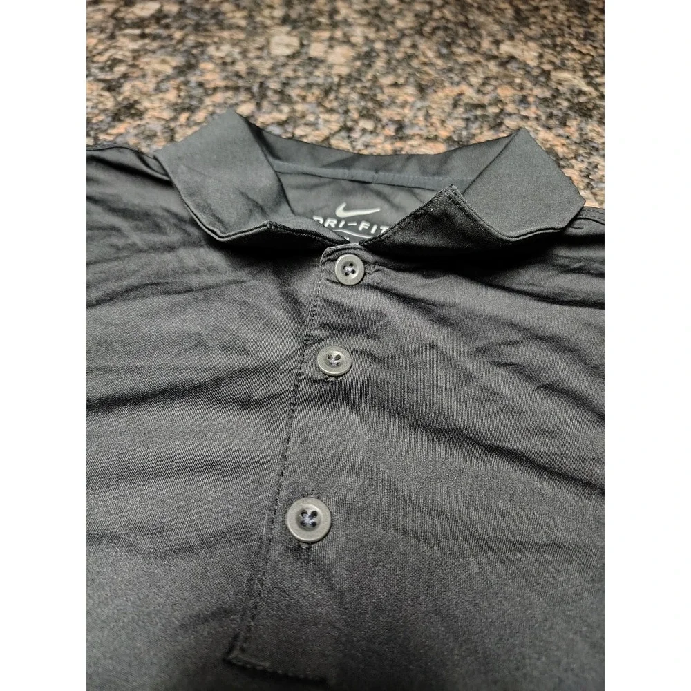 Nike Dri-FIT Mens Polo Shirt Black Grey Colorblock Golf Athletic Top Size Medium